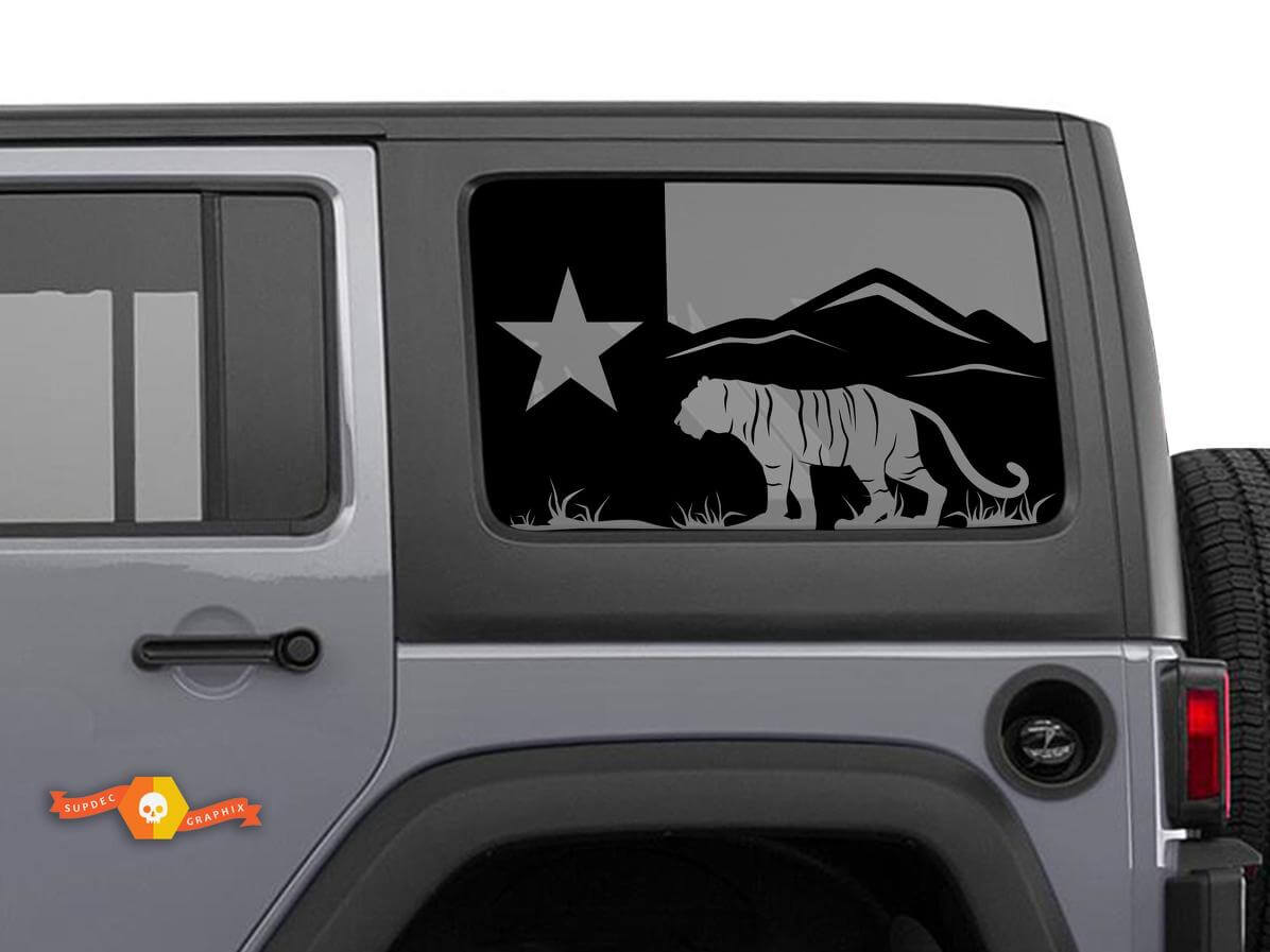 Texas Flag Forest Tiger Mountains Windscreen Sticker Decal For Jeep Wrangler Rubicon JKU JLU 2007-2019 or Tacoma 4Runner Tundra Charger Challenger - 62