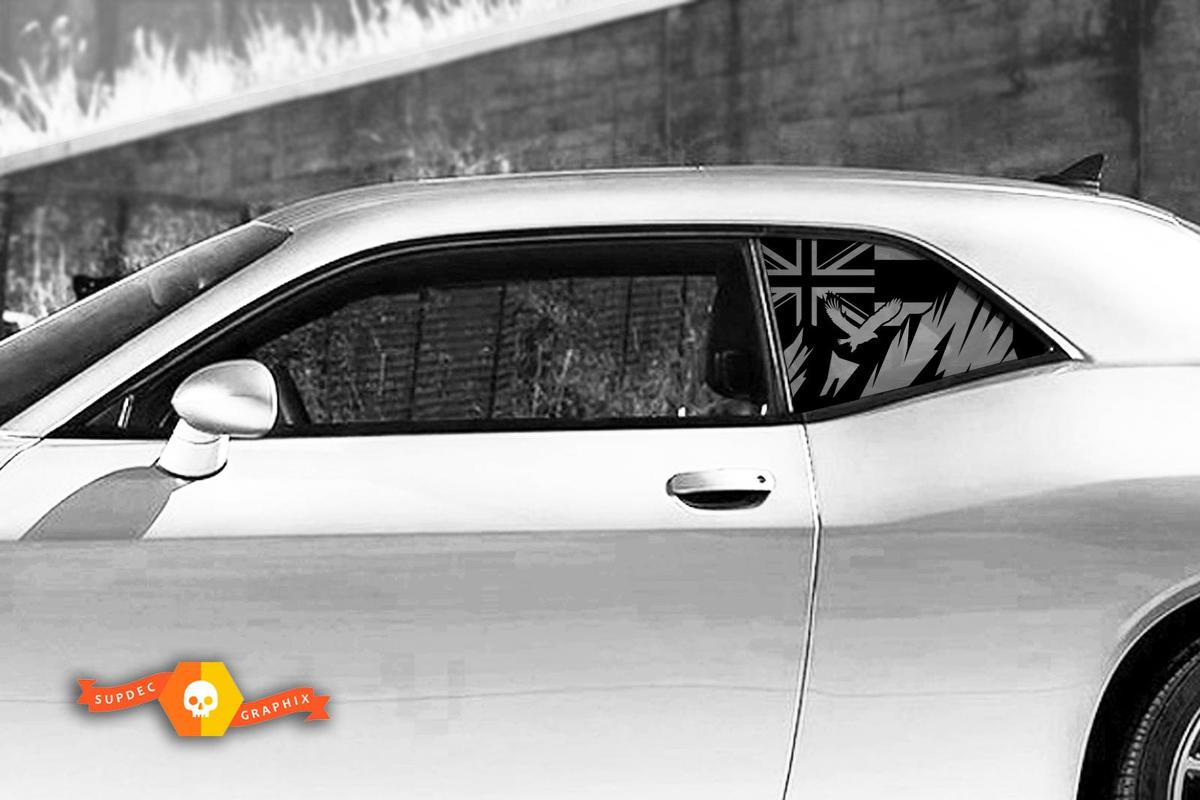 Dodge Challenger Charger Hardtop Flag Hawaii Eagle Forest Mountains Windshield Sticker Decal JKU JLU 2007-2019 or Tacoma 4Runner Tundra Suba Wrangler Rubicon - 76
