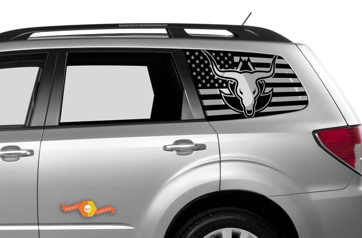 Suba Ascent Forester Hardtop USA Flag Windshield Sticker Decal JKU JLU 2007-2019 or Tacoma 4Runner Tundra Dodge Challenger Charger Wrangler Rubicon - 93
