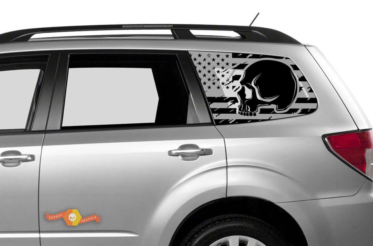 Hardtop USA Flag Mountains Skull Destroyed Windscreen Vinyl Sticker Decal 2 for Subaru