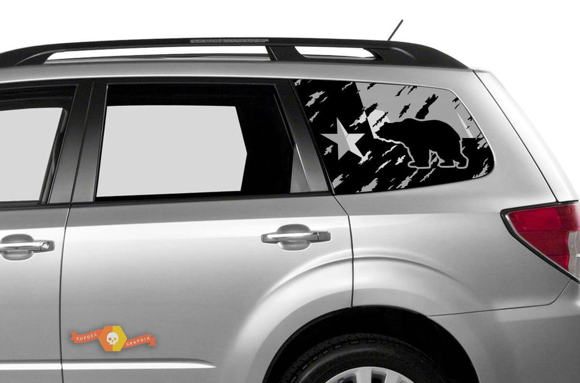 Suba Ascent Forester Hardtop Flag Texas Mountains Bear Destroyed Windshield Sticker Decal JKU JLU 2007-2019 or Tacoma 4Runner Tundra Dodge Challenger Charger Wrangler Rubicon - 110
