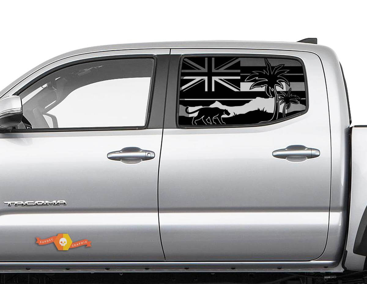 Hawaii Flag Palm Mountains Side Window Decals Stickers for Toyota Tacoma 4Runner Tundra

