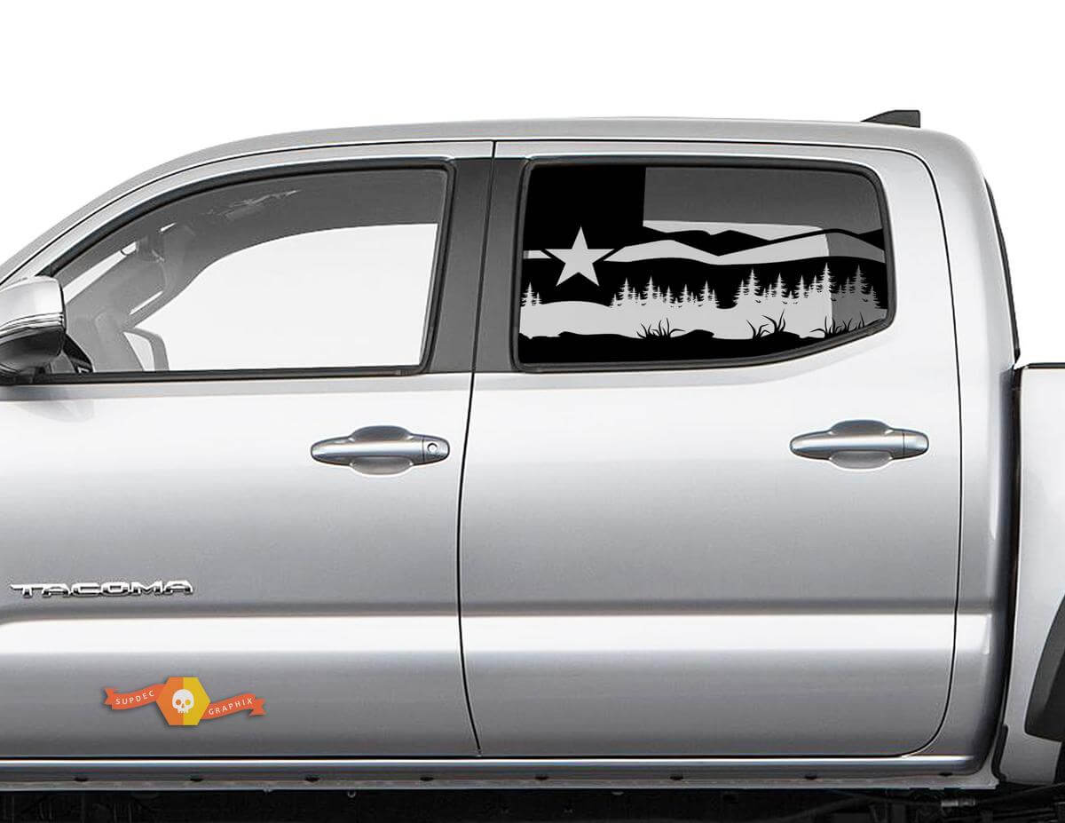 Toyota Tacoma 4Runner Tundra Hardtop Flag Texas Forest Fields Eagle Side Window Decal

