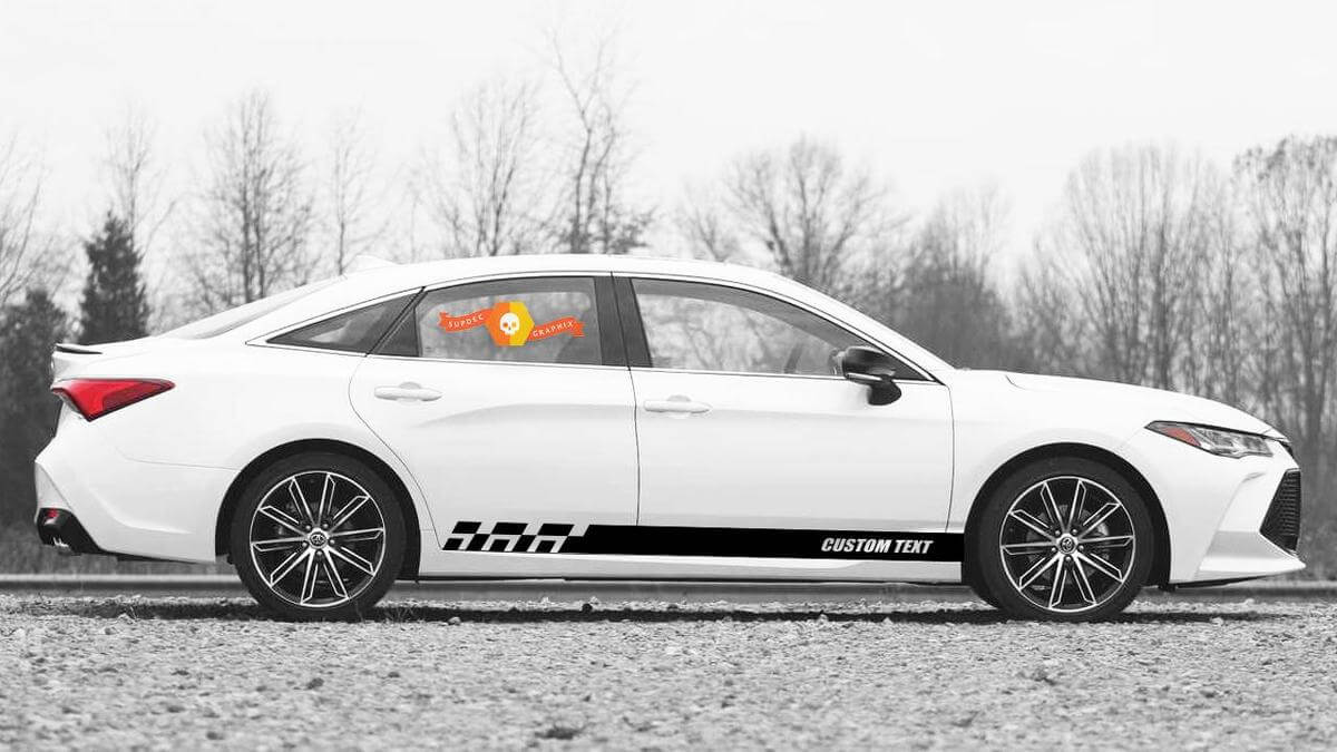 Racing rocker panel stripes vinyl decals stickers for Toyota Avalon
