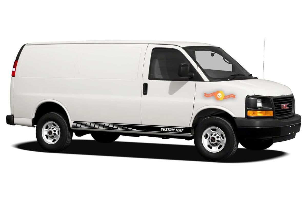 Racing rocker panel stripes vinyl decals stickers for GMC Savana Cargo
