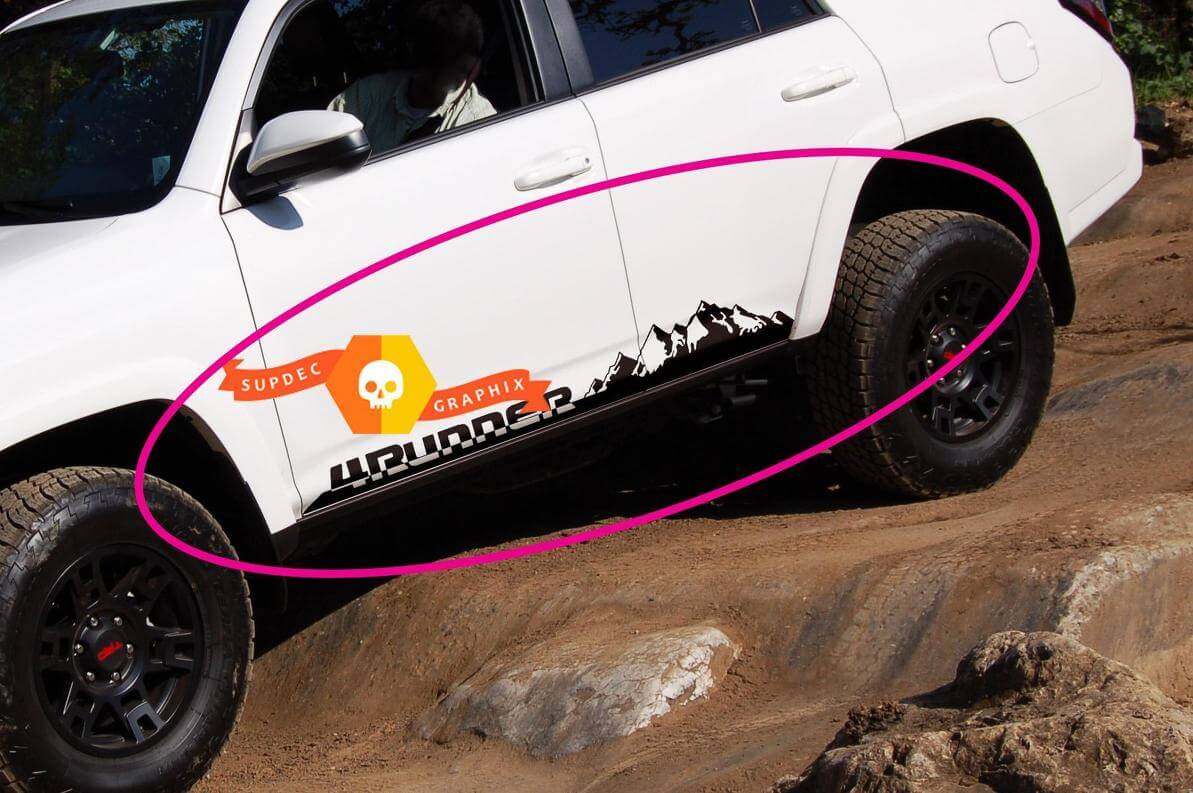 Pair of Mountains 4Runner Side Rocker Panel Vinyl Decals Stickers for Toyota 4Runner TRD
