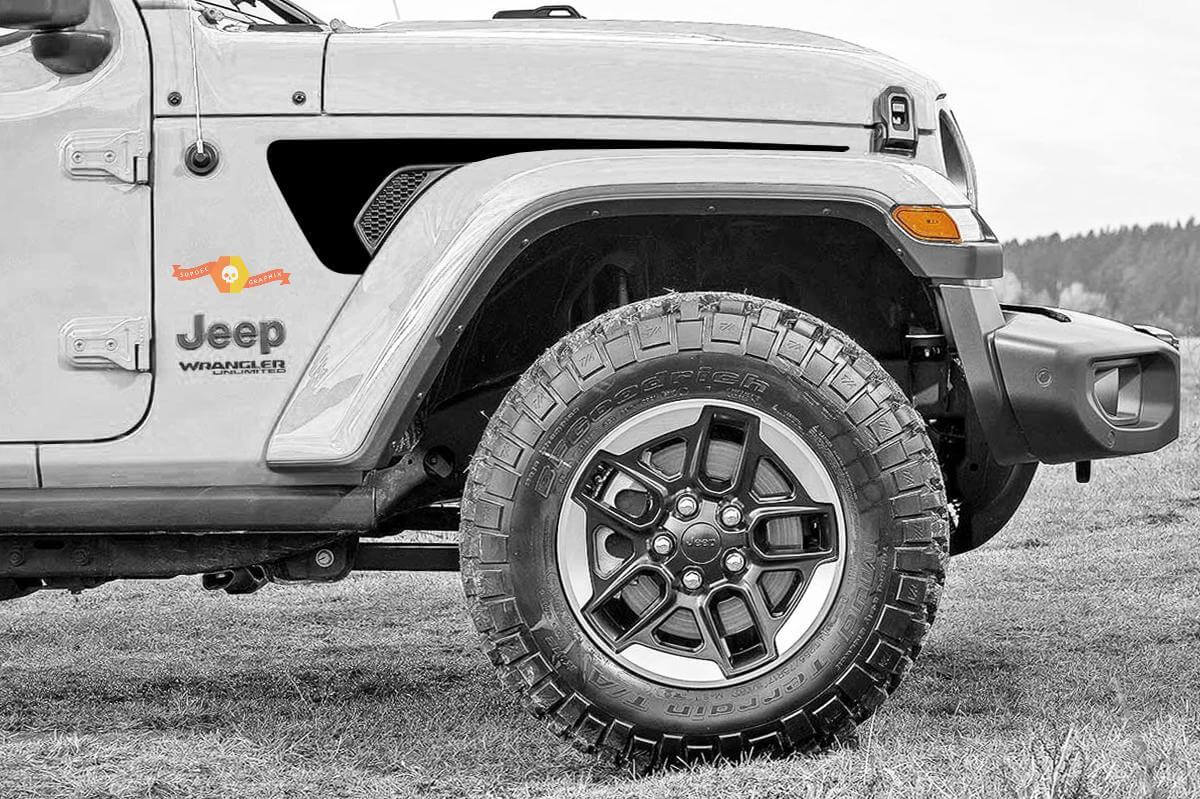 Jeep Gladiator Wrangler JL JLU Gravity Style Extended Fender Vent Blackout Vinyl decal sticker Graphics
