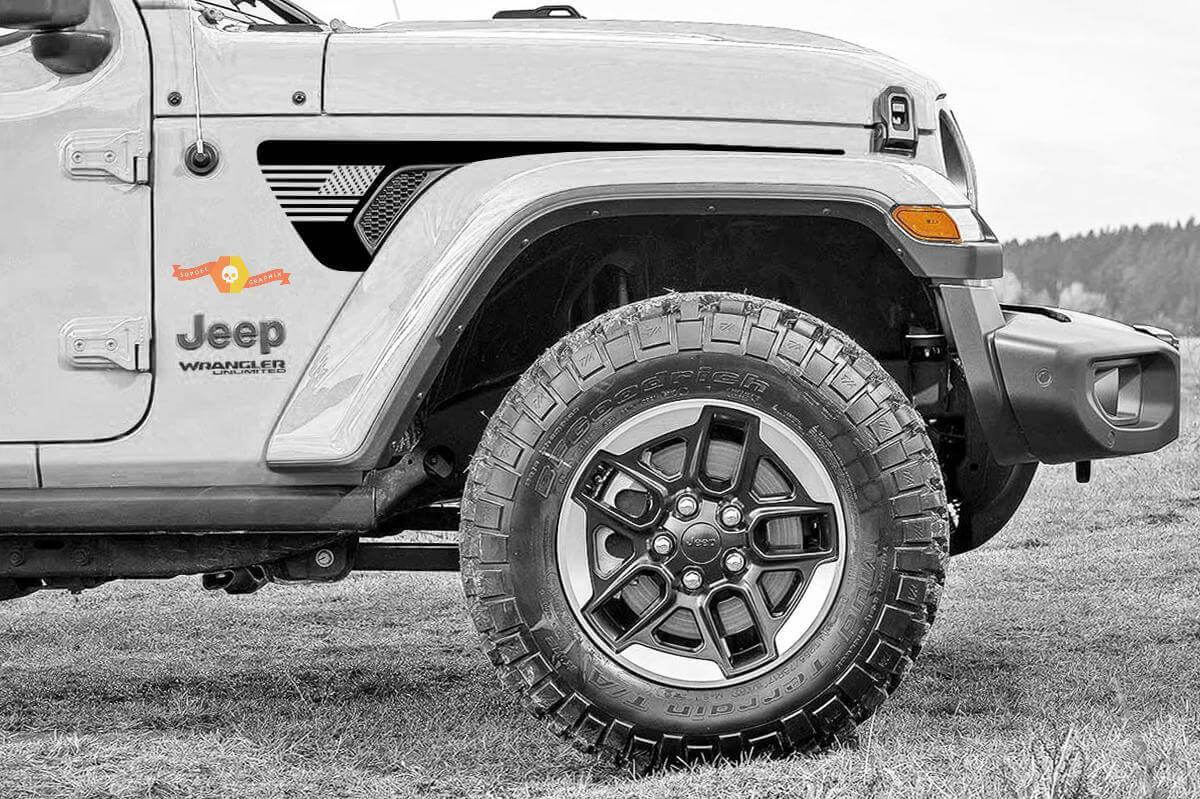 USA Flag Fender Vent Vinyl Decal Kit for Jeep Wrangler Gladiator