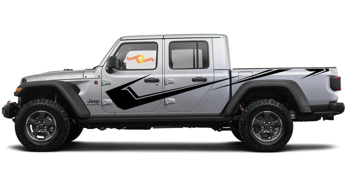 Jeep Gladiator Side JT Wrangler JL JLU large doors stripes style Vinyl decal sticker Graphics kit for 2018-2021
