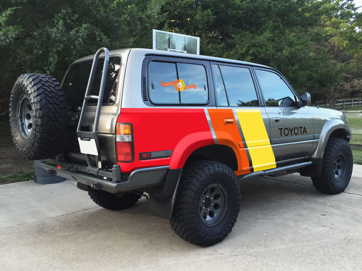 2 side Old school Toyota Land Cruiser LandCruiser graphics vinyl decals stickers kit
