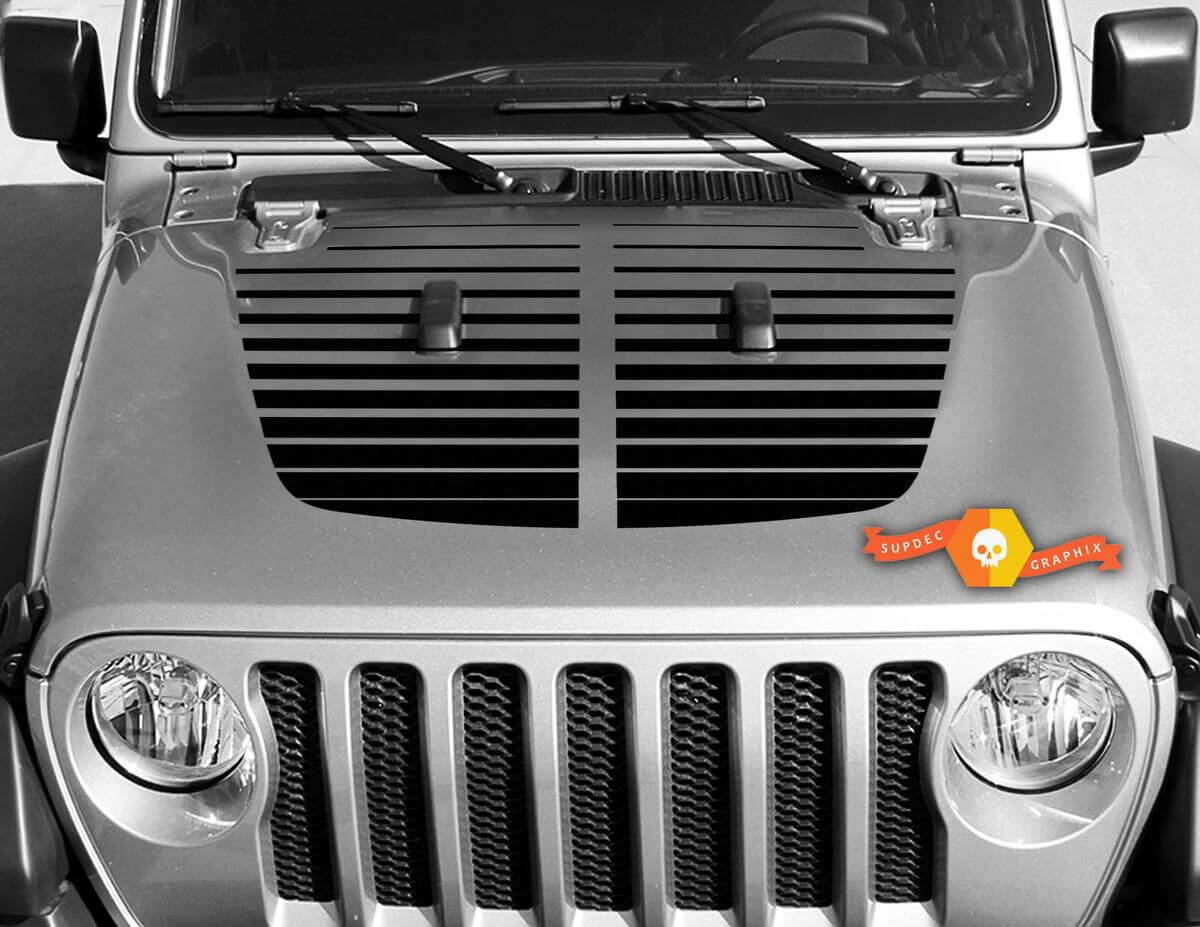 Jeep Gladiator JT Wrangler lines Split JL JLU Hood style Vinyl decal sticker Graphics kit for 2018-2021
