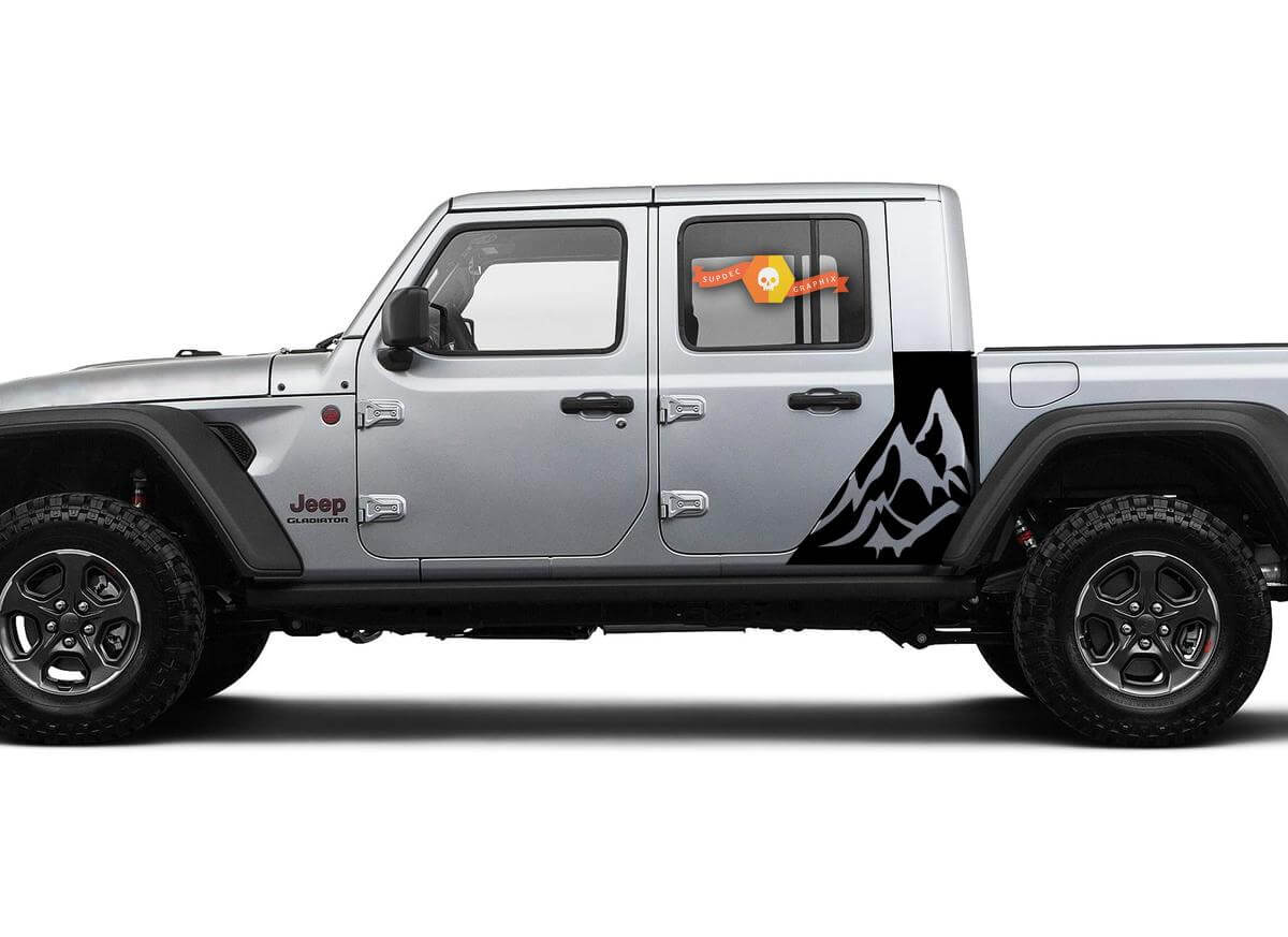 Jeep Gladiator 2 Side Mountains Sticker Decal Factory Style Body Vinyl Graphic Stripes Kit 2018-2021

