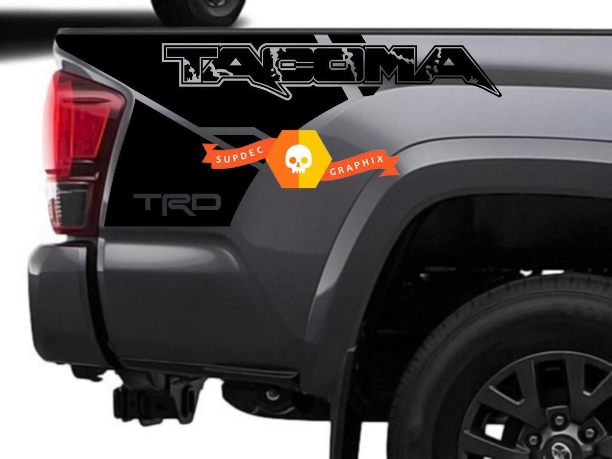 Pair of TRD Tacoma in Raptor Lines style Bed Side Vinyl Decals Kit Stickers for Tacoma 16-21
