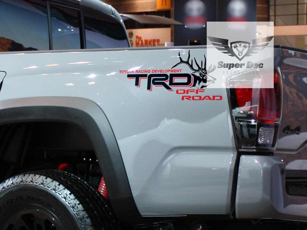 Pair of Big Bull Elk TRD Off Road Racing Development bedside Truck decals stickers fit to Tacoma Tundra FJ Cruiser

