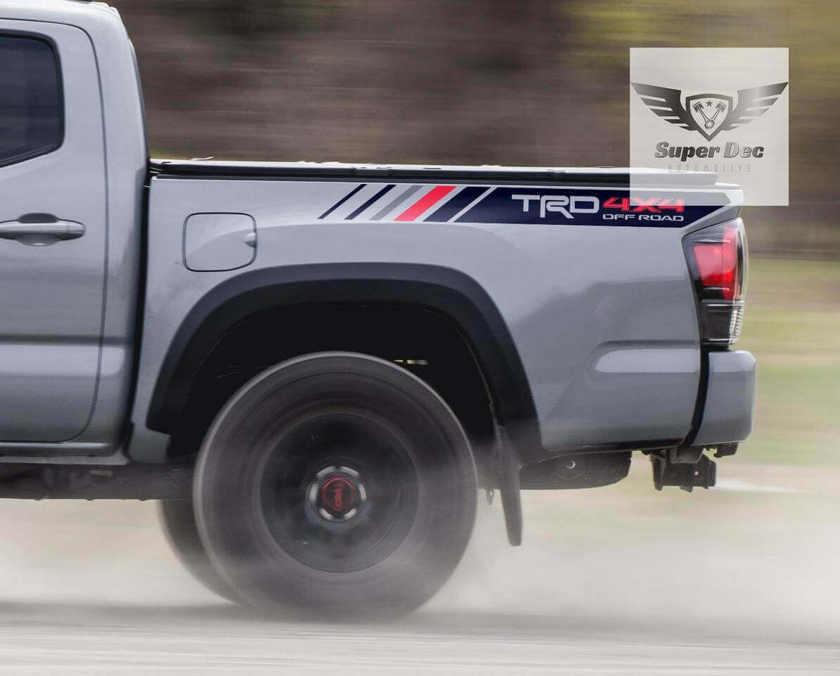 TRD Off Road Checkered Strip Rear Side Vinyl Decal Sticker For Toyota Tacoma Tundra