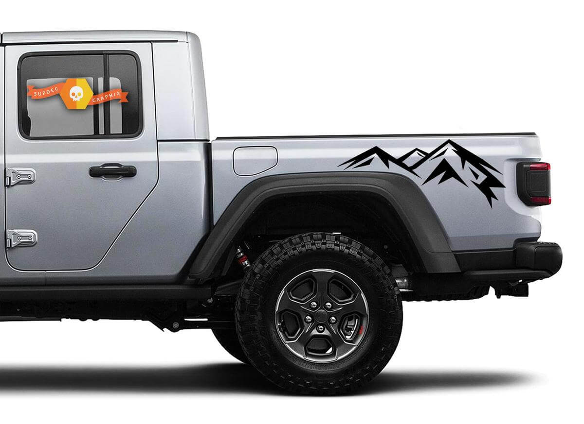 Jeep Gladiator 2 Side JT Small Mountain RangeSticker Decal Sticker Decal Factory Style Body Vinyl Graphic Stripes Kit 2018 - 2024
