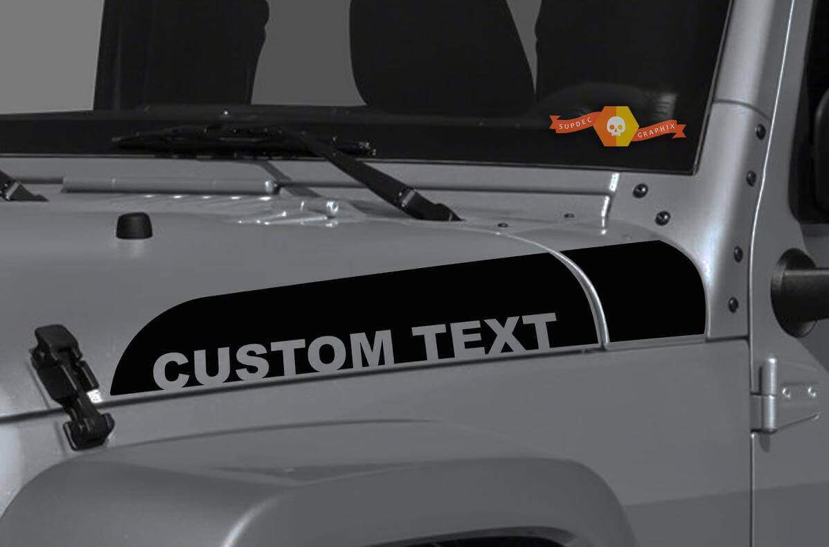 Custom Text Hood Side Stripes Vinyl Decal Kit for Jeep Wrangler Gladiator
