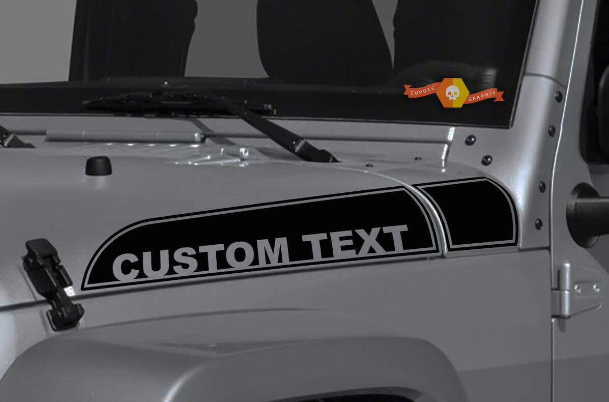 Custom Text Outline Hood Stripes Vinyl Decal Kit for Jeep Wrangler Gladiator