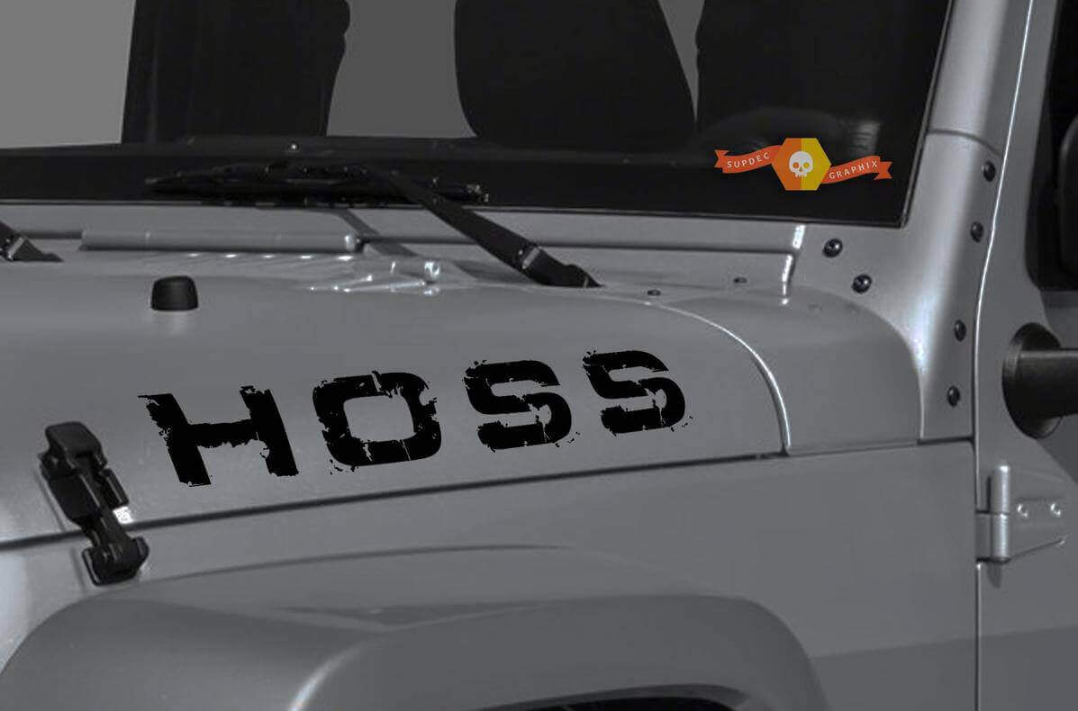 HOSS Distressed Hood Vinyl Decal Set for Jeep Wrangler & Gladiator