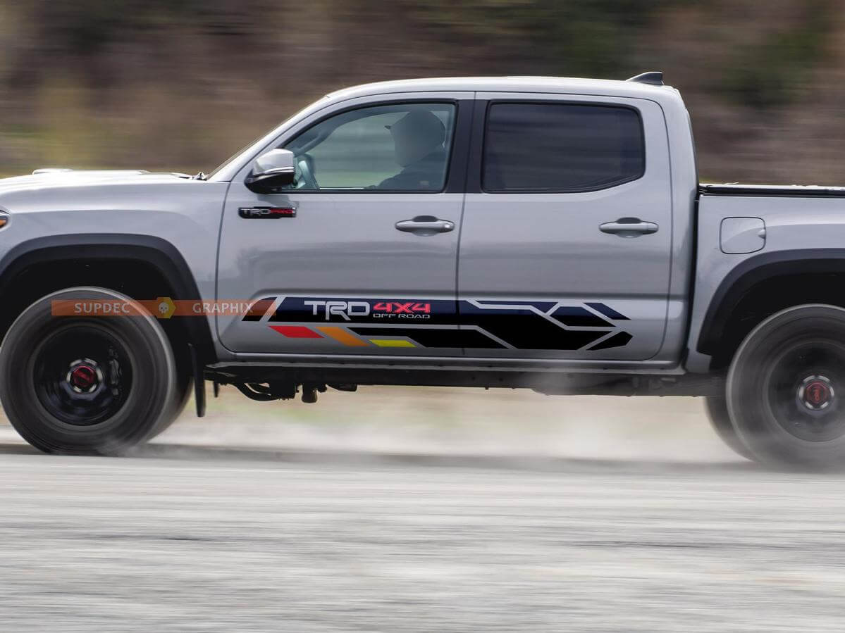 Vintage TRD 4x4 PRO Sport Off Road Rocker Panel Side Vinyl Stickers Decal fit to Toyota Tacoma 13-2020 or Tundra 13-2024
