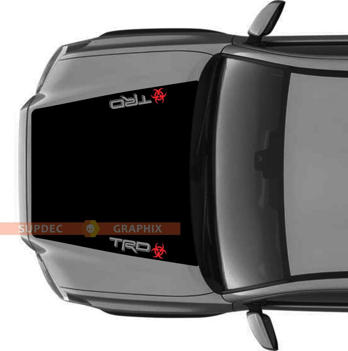 Very Huge TRD 4x4 PRO Sport Off Road NO SCOOP! Biohazard Hood Vinyl Stickers Decal fit to Toyota Tacoma 2016 - 2021 models
