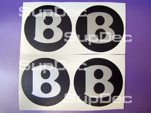 Bentley-Style Black Silver B Wheel Center Cap Decals Set of 4