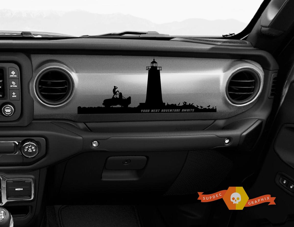 Jeep JT Rubicon Gladiator Dashboard your next adventure awaits lighthouse  Willys with Scene Vinyl Sticker Decal
