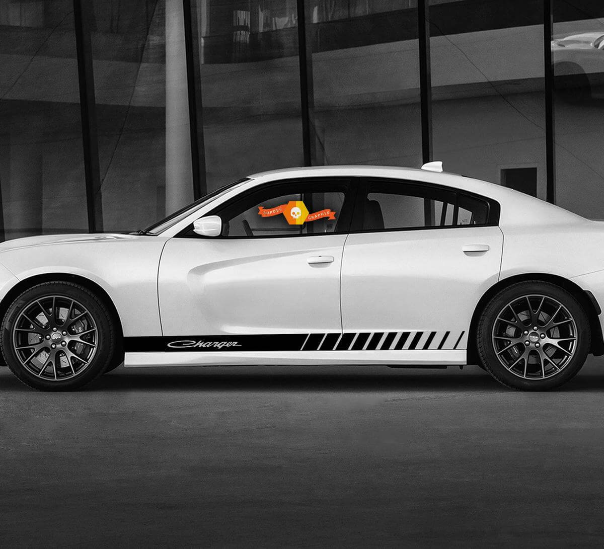 Script Charger Stripe Rocker Panel Side Band Decal Sticker GT graphics 2 for Dodge Charger Daytona