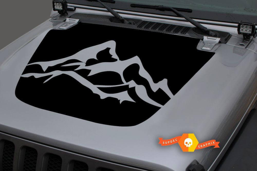 Mountains Bonnet Vinyl Decal Sticker Graphics 2 for Jeep Gladiator JT Wrangler JL JLU