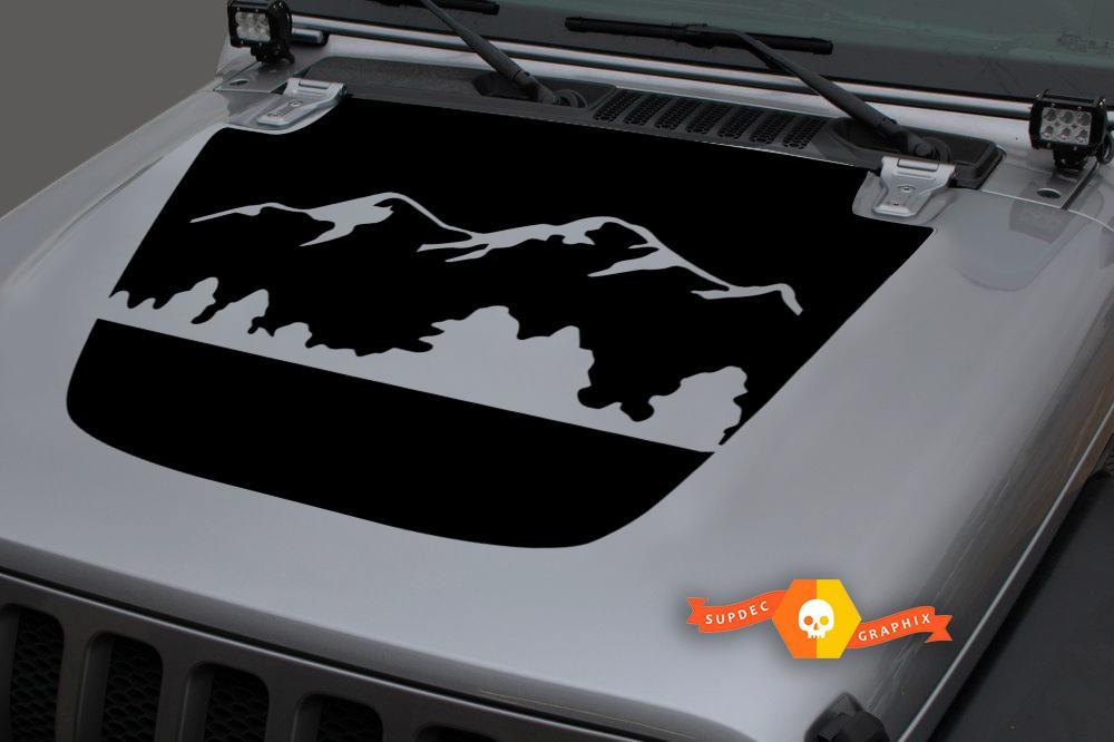 Jeep 2018-2021 Gladiator JT Wrangler JL JLU Hood Steep Mountain Forest Unique Vinyl decal Sticker Graphics
