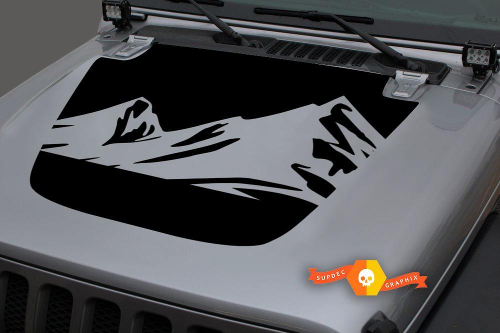 Jeep 2018-2021 Gladiator JT Wrangler JL JLU Hood Mountain Unique Vinyl decal Sticker Graphics
