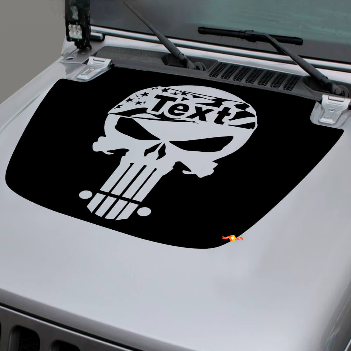 Jeep 2018-2021 Gladiator JT Wrangler JL JLU Hood skull punisher usa flag Vinyl decal Sticker Graphics
