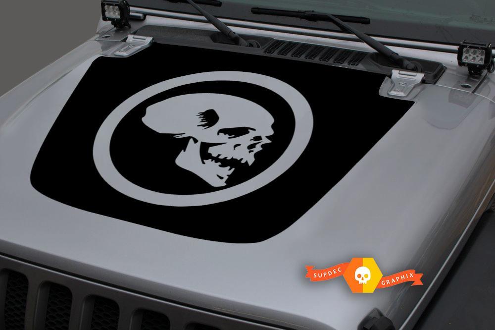 Jeep 2018-2021 Gladiator JT Wrangler JL JLU Hood Skull Vinyl Decal Sticker Graphic
