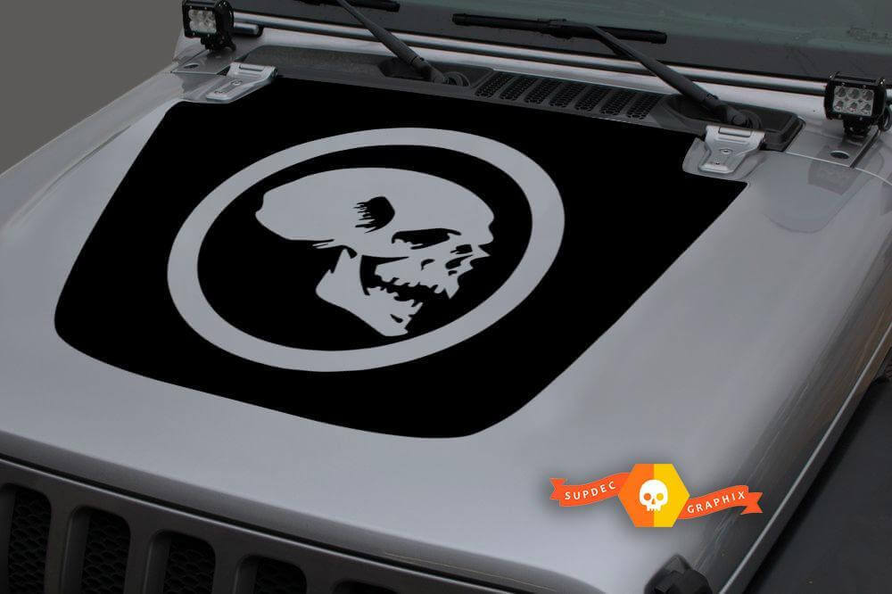 Skull in Circle Hood Vinyl Decal for Jeep Gladiator and Wrangler