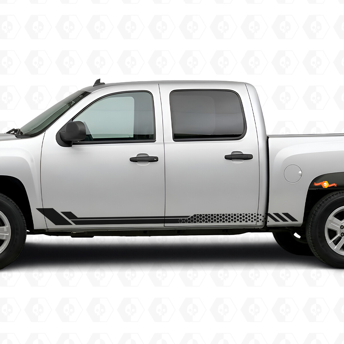 Honeycomb Door & Rocker Panel Vinyl Stripes for Chevrolet Silverado 1500 GMT900 2007-2013