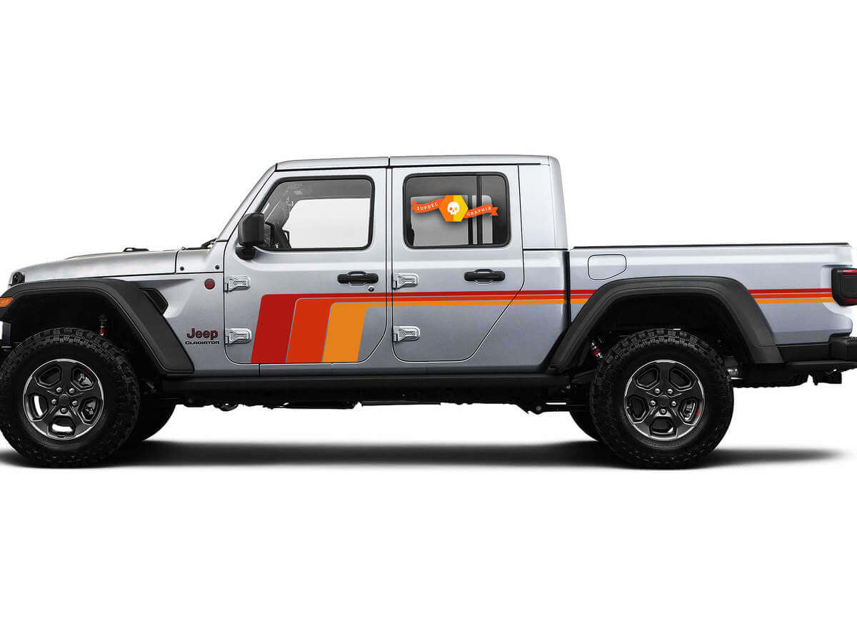 Vinyl Decal Sticker with Retro Style Side Stripes for Jeep Gladiator JT
