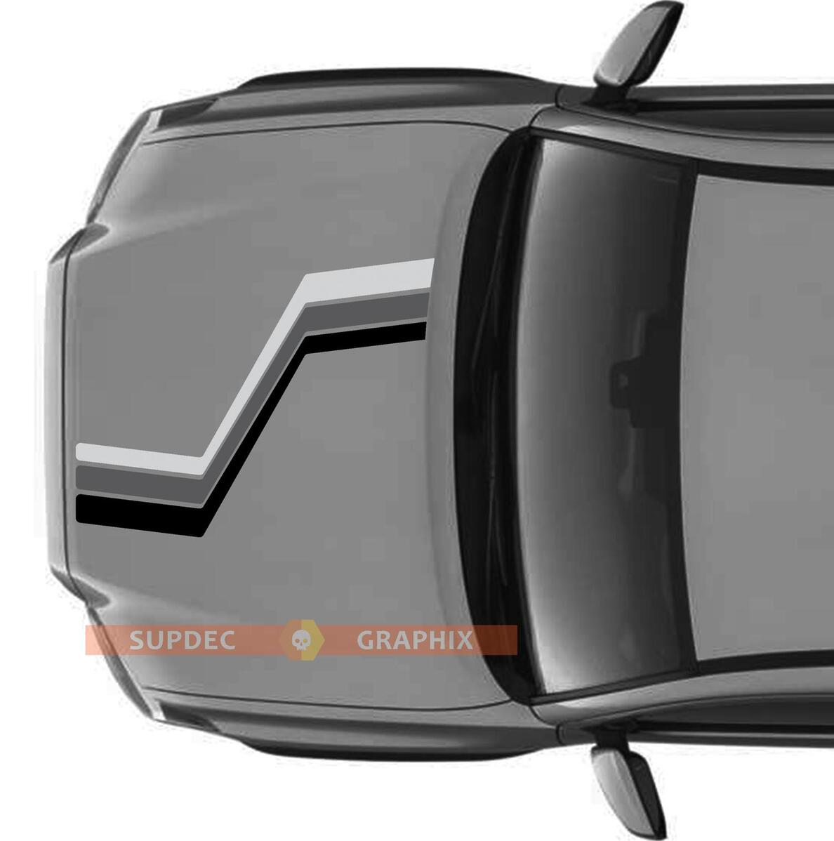 Monochrome Rerto Stripes Hood Vinyl Decal Sticker for Toyota Tacoma 2016-2020