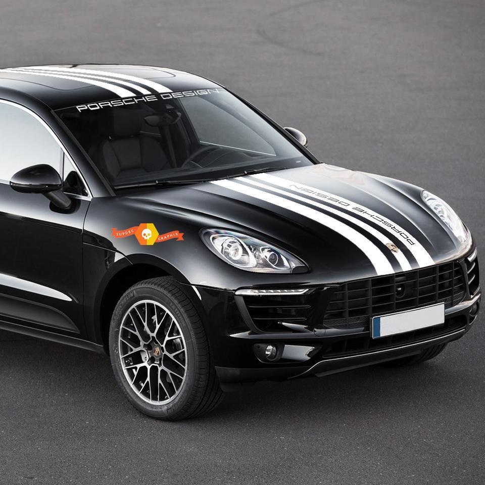 Porsche Design Macan Turbo Full Body Central Hood Roof Spoiler Rear Stripes Decal Sticker 2014–present
