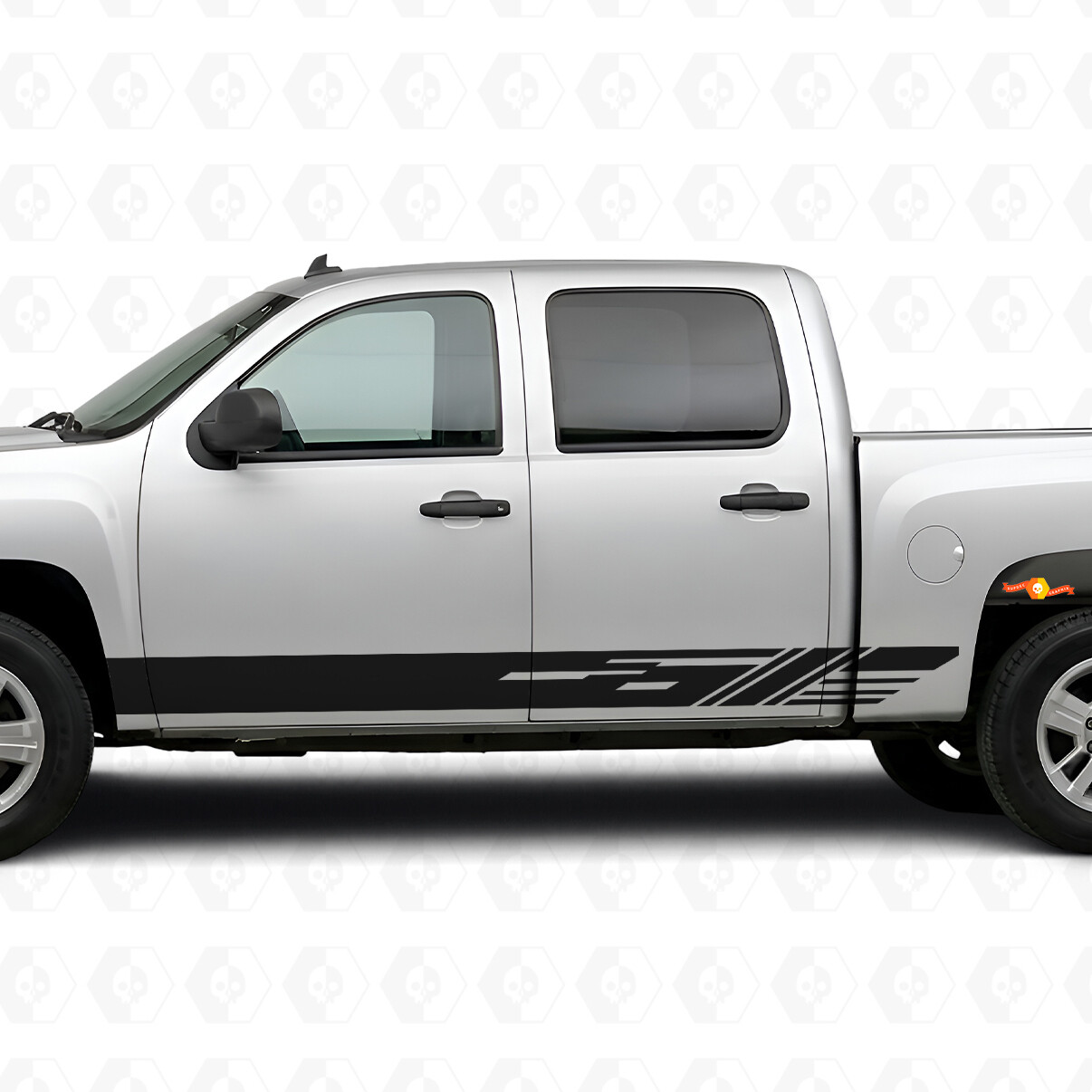 Diagonal Slot Door & Rocker Panel Vinyl Stripes for Chevrolet Silverado 1500 GMT900 2007-2013