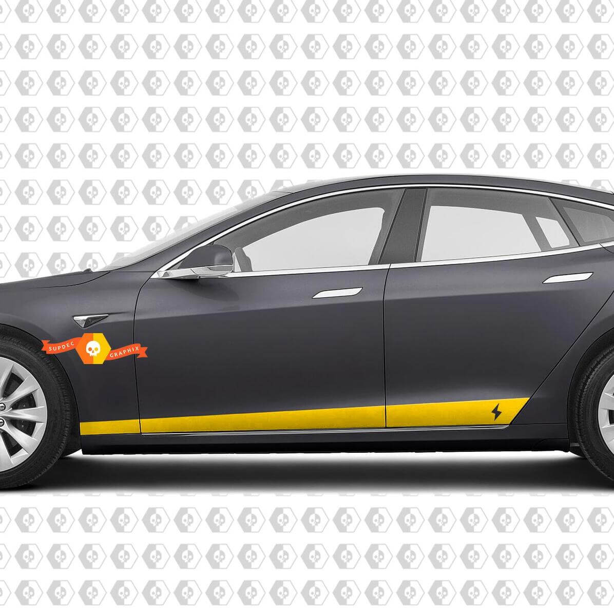 2 Custom TESLA model S side Rocker Panel Vinyl Sticker Decal Logo Graphic
