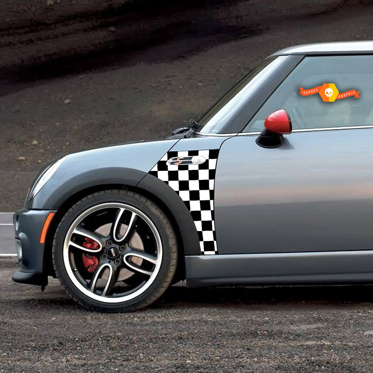 2002 2006 Mini Cooper Checkmate A Panel Checkered Decal Vinyl Graphics Stickers
