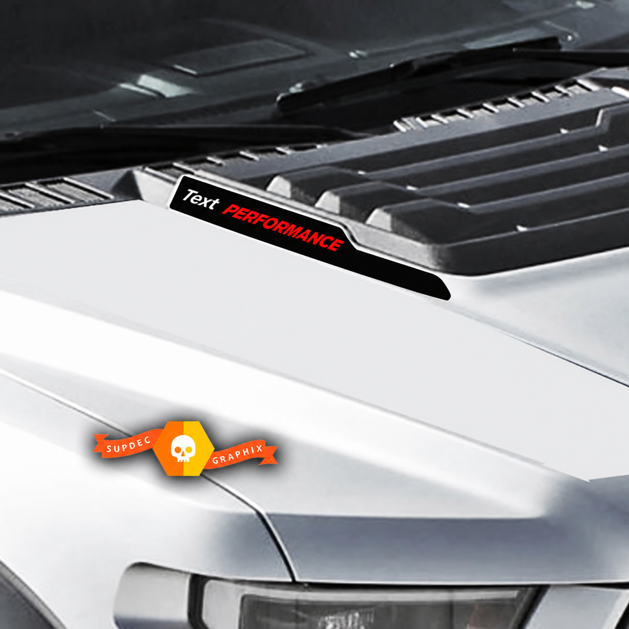 Text PERFORMANCE Cowl Pair Hood Vinyl Decal for Ford Truck