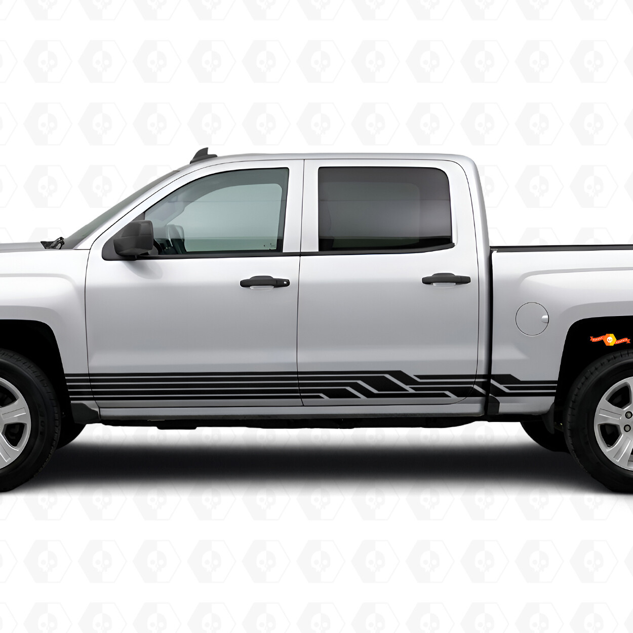 Angular Lightning Door & Rocker Panel Vinyl Stripes for Chevrolet Silverado 1500 K2XX 2014-2019