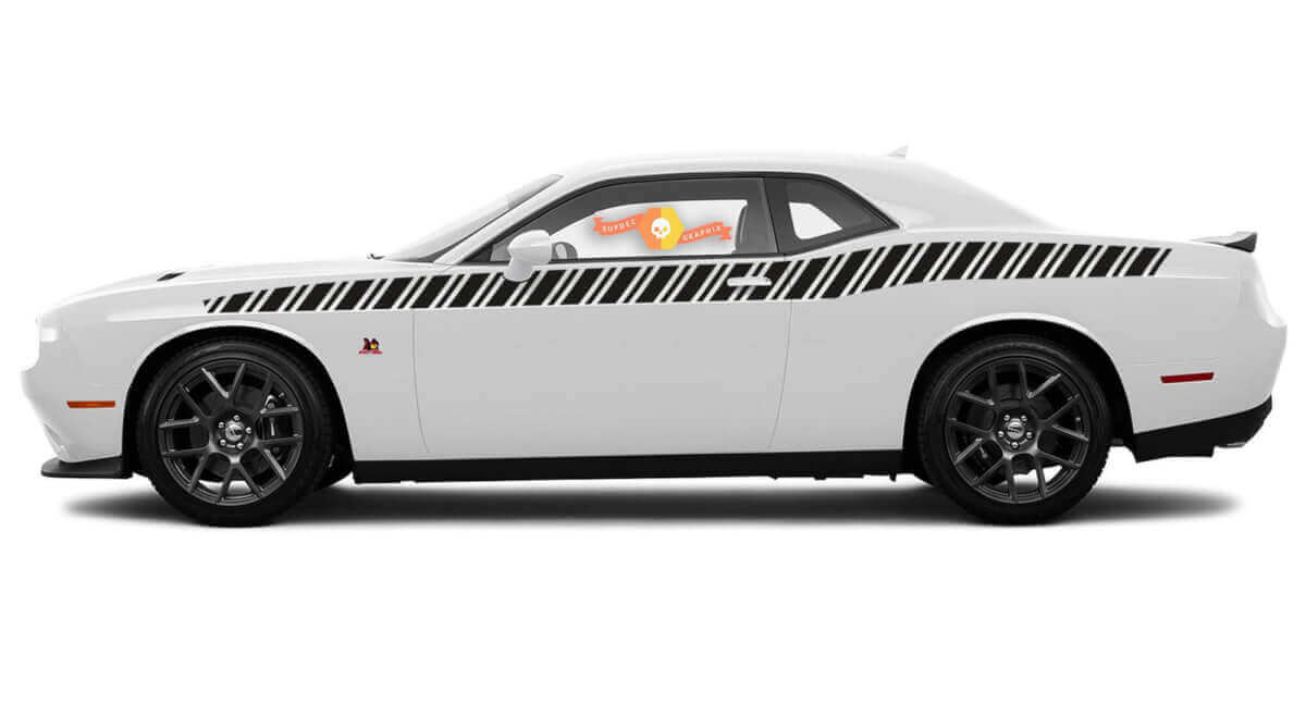 2008 & Up Dodge Challenger Full Length Style Bodyline Strobe Racing Stripe Kit 6
