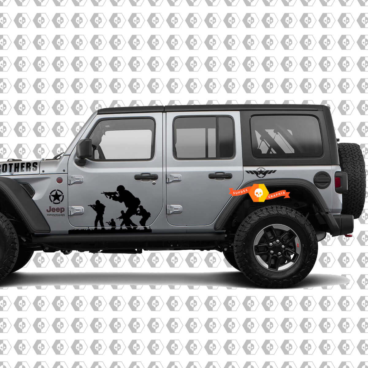 Band of Brothers Military Style Hood & Side Vinyl Decal Kit for Jeep Wrangler