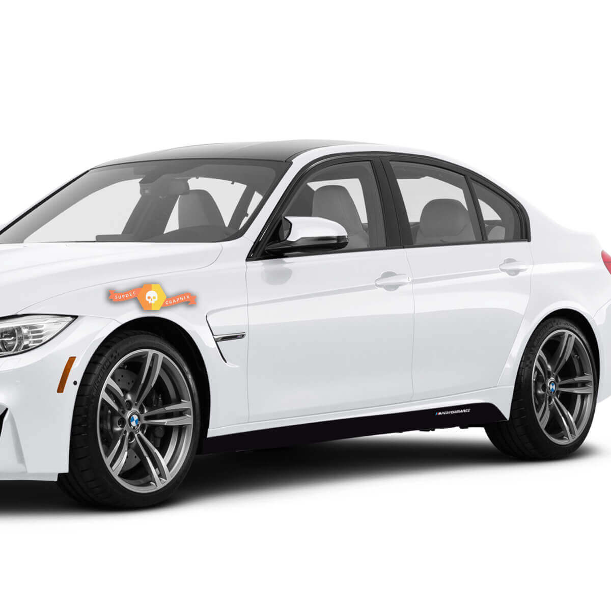 M Performance Style Side Skirt Stripe Vinyl Decal Pair for BMW M3 F80