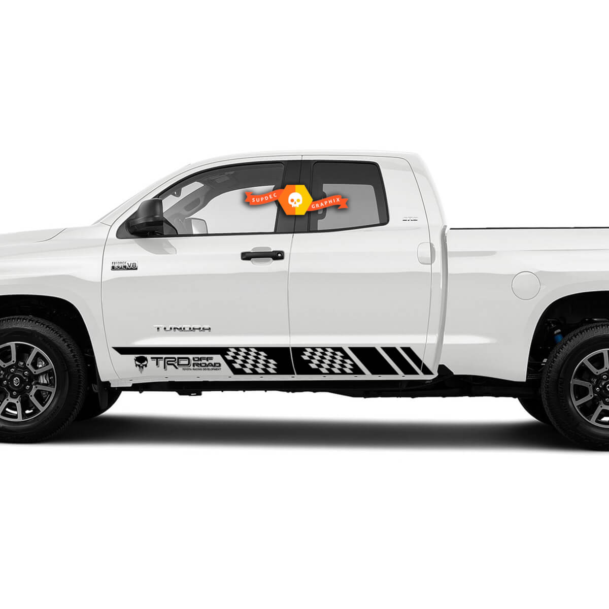 Toyota Tundra Punisher Off Road Side Stripe Kit Bedskirts distressed vinyl Sticker Decal
