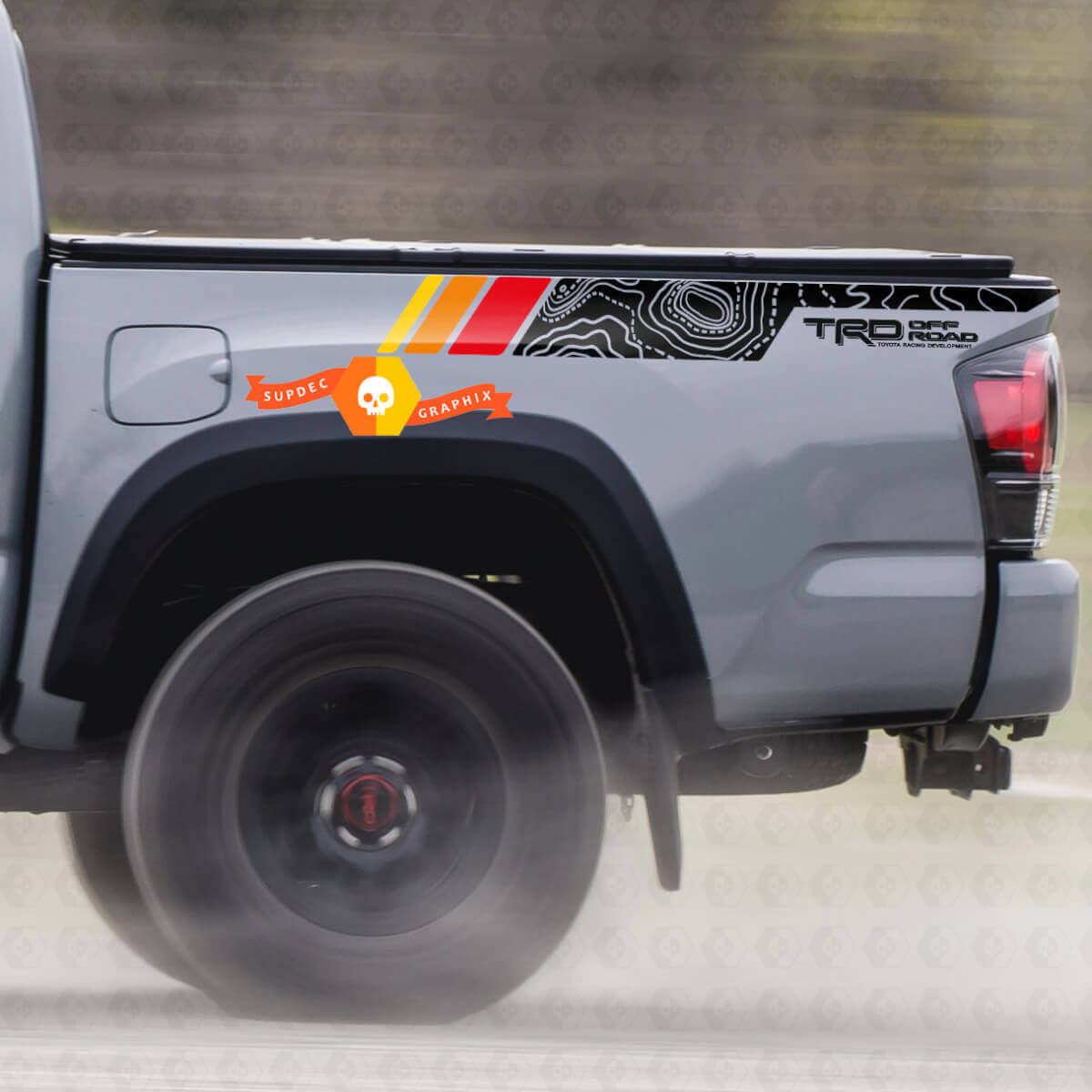 Topographic Map Vintage Style Rear Side Vinyl Stickers Decal For Toyota Tacoma 2005–2020