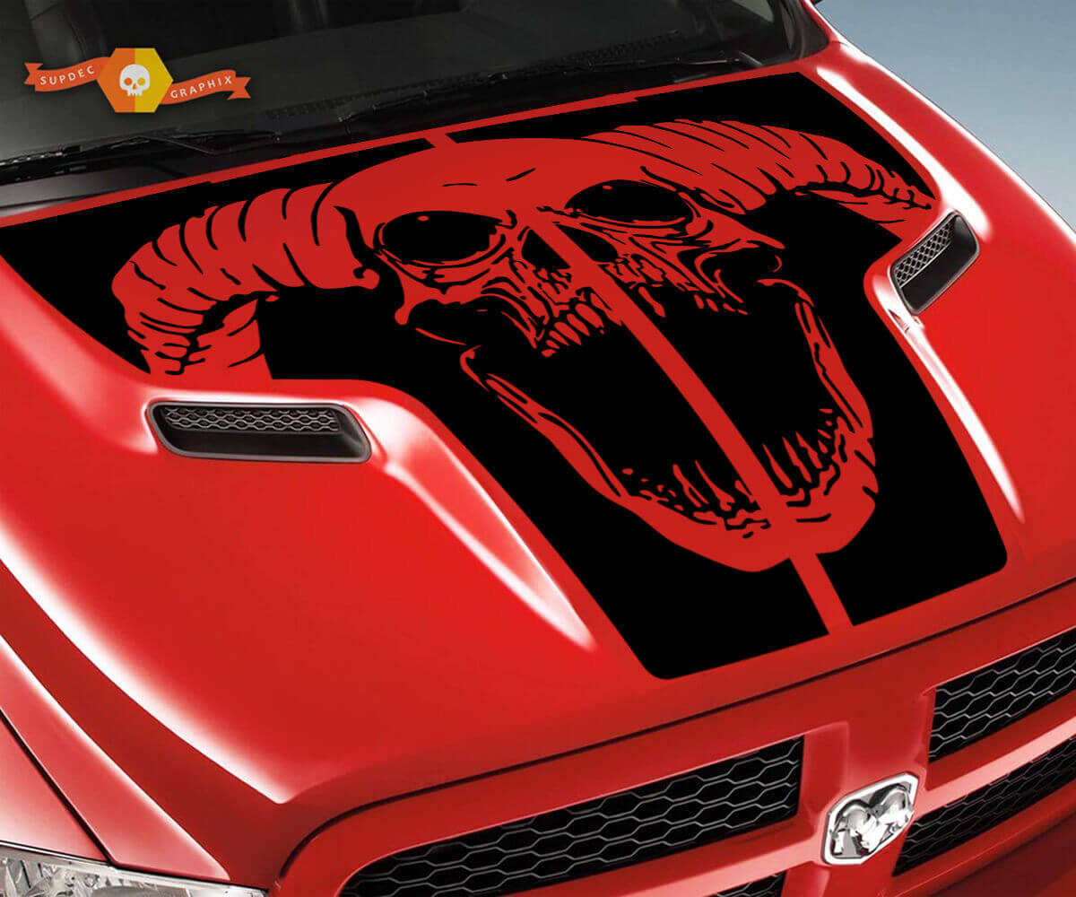 Ram Skull Hood Graphic Vinyl Decal for Dodge Ram 1500 2500 2010-2018