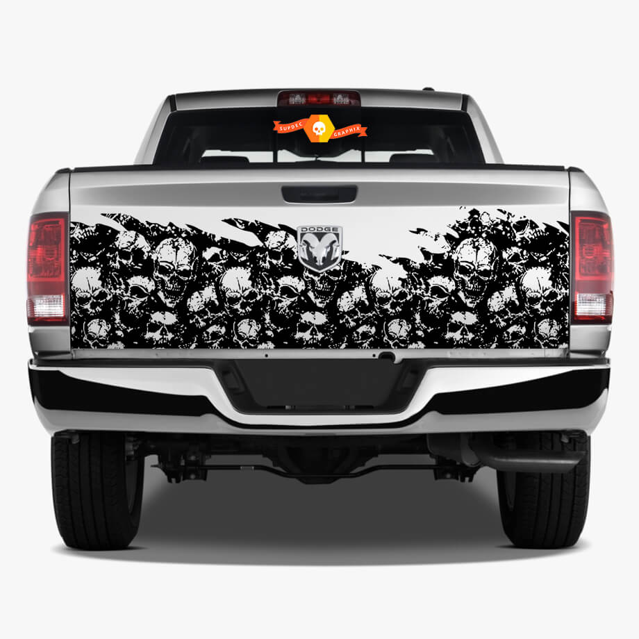 Tailgate Skull Distressed Grunge Wrap Car Bed Pickup Vehicle Truck Vinyl Graphic Sticker Decal
